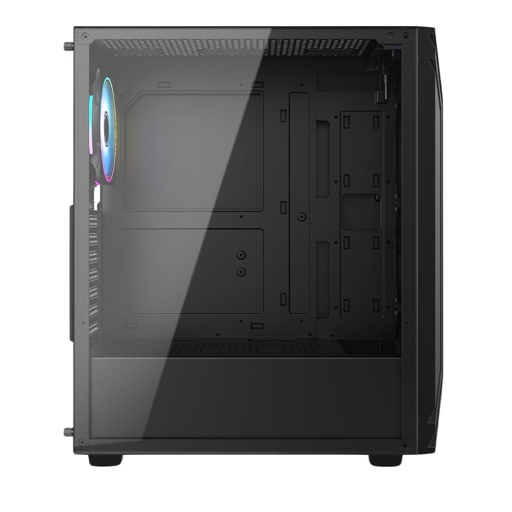 Vida Apollo Black Mid ATX Gaming PC Case, 120mm ARGB LED Fan, LED Stips ...